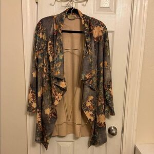 Solitaire by Anthropologie Long Sleeve Multicolor Floral Cardigan